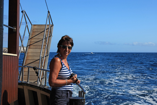 Gina op de Bussard bij La Palma
